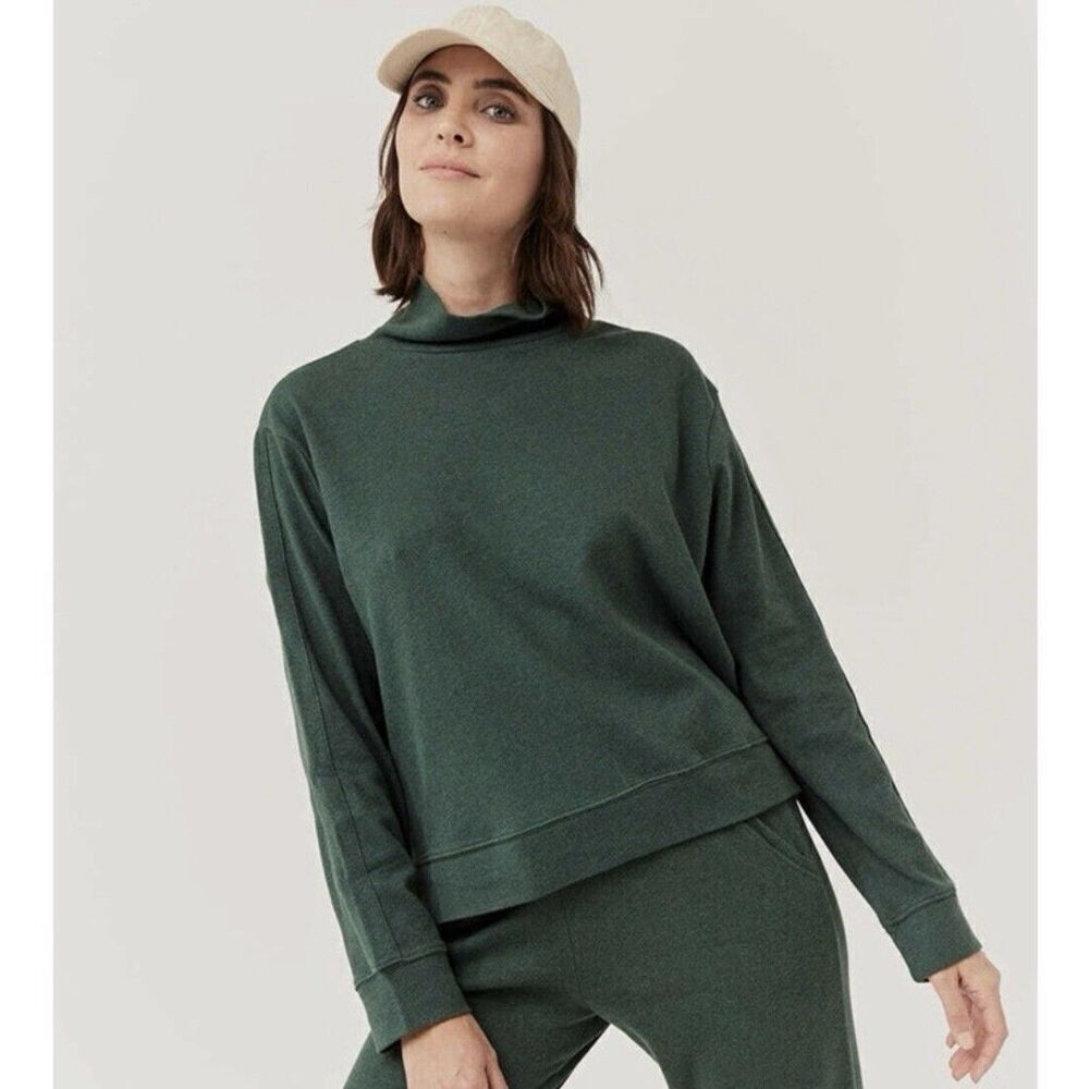 Pact Organic Cotton Airplane Turtleneck Size Large Mineral Green Heather
